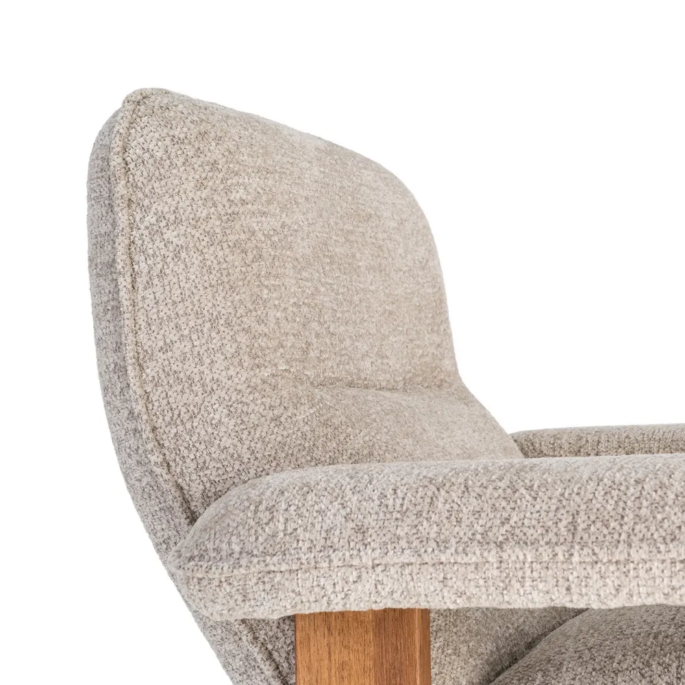 Afrodite - poltrona tappezzeria beige e legno di caucciù - 97 x 86 x 80 cm - immagine 2