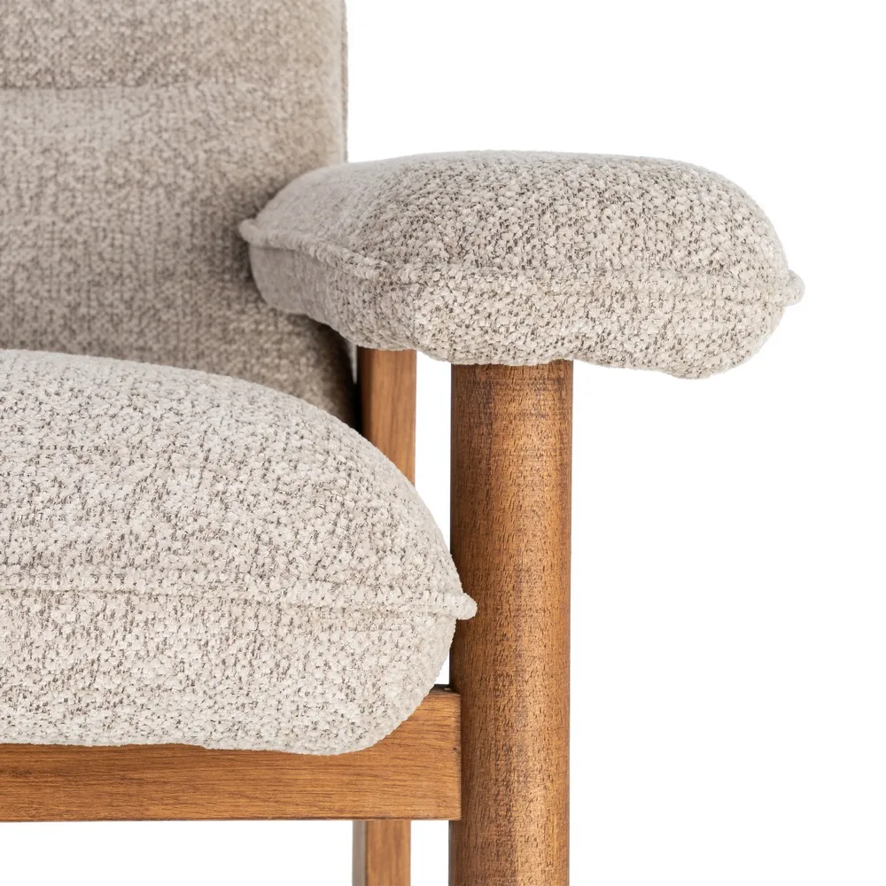 Afrodite - poltrona tappezzeria beige e legno di caucciù - 97 x 86 x 80 cm - immagine 3