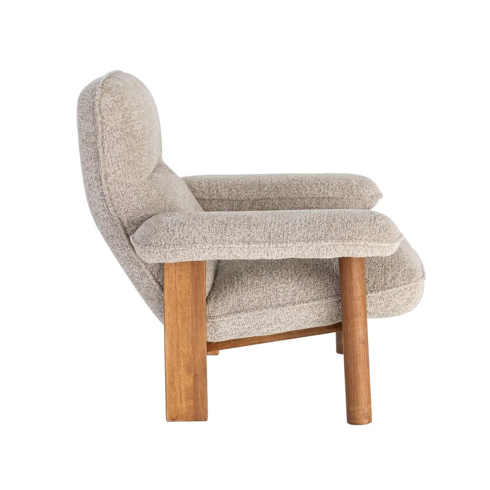 Afrodite - poltrona tappezzeria beige e legno di caucciù - 97 x 86 x 80 cm - immagine 5