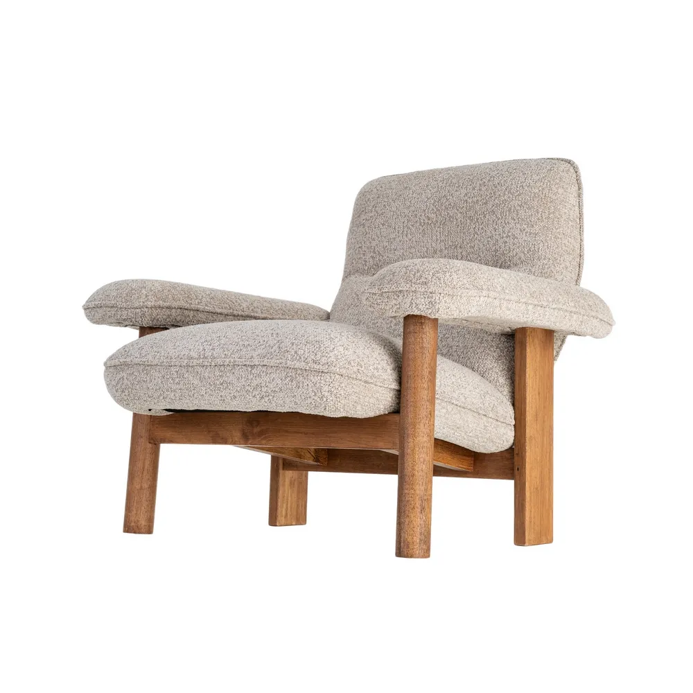 Afrodite - poltrona tappezzeria beige e legno di caucciù - 97 x 86 x 80 cm - immagine 7