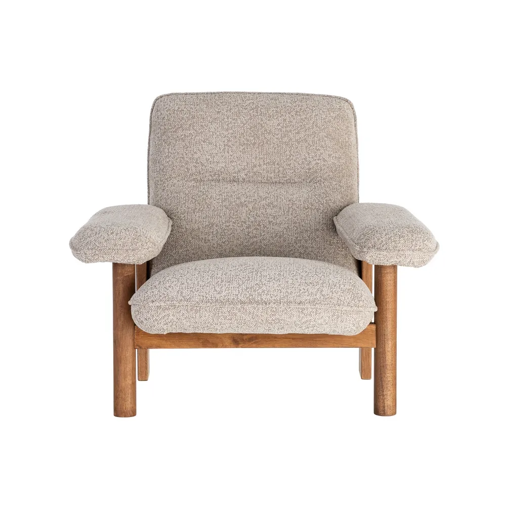 Afrodite - poltrona tappezzeria beige e legno di caucciù - 97 x 86 x 80 cm - immagine 8