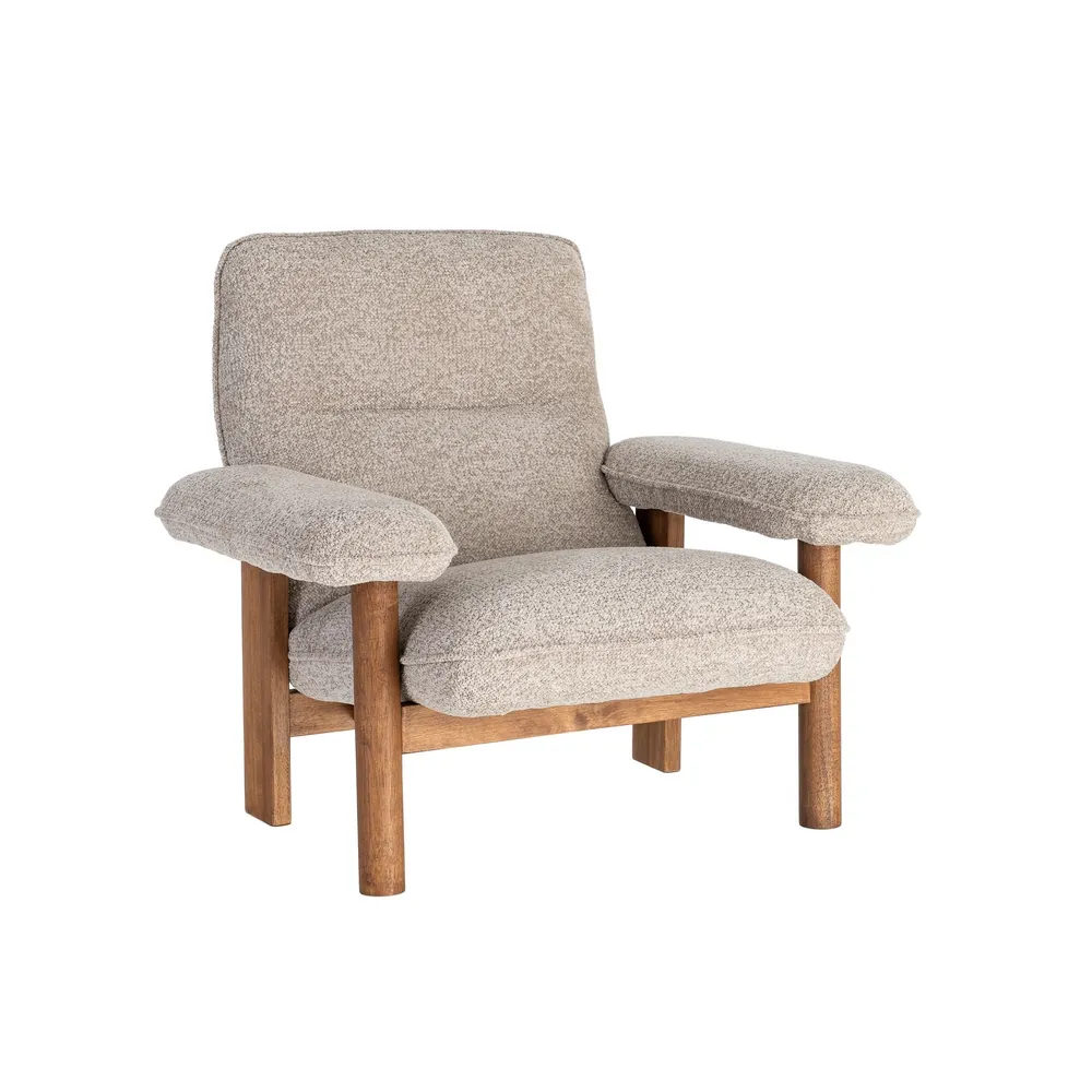 Afrodite - poltrona tappezzeria beige e legno di caucciù - 97 x 86 x 80 cm - immagine 10