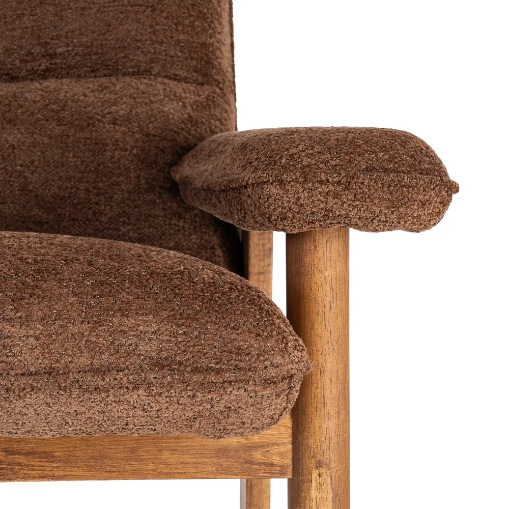 Afrodite marrone - poltrona tappezzeria e legno di caucciù - 96 x 86,5 x 82,5 cm - immagine 3
