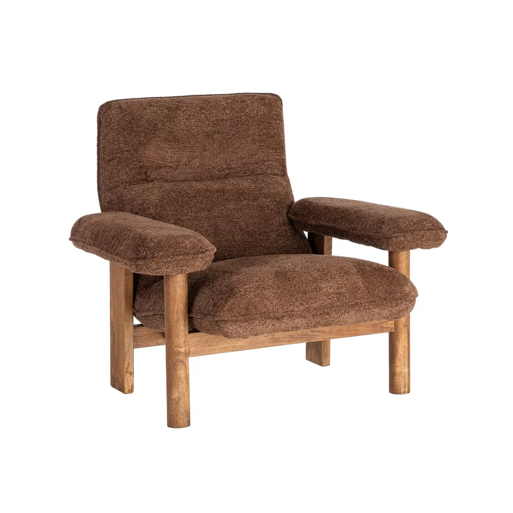 Afrodite marrone - poltrona tappezzeria e legno di caucciù - 96 x 86,5 x 82,5 cm - immagine 9