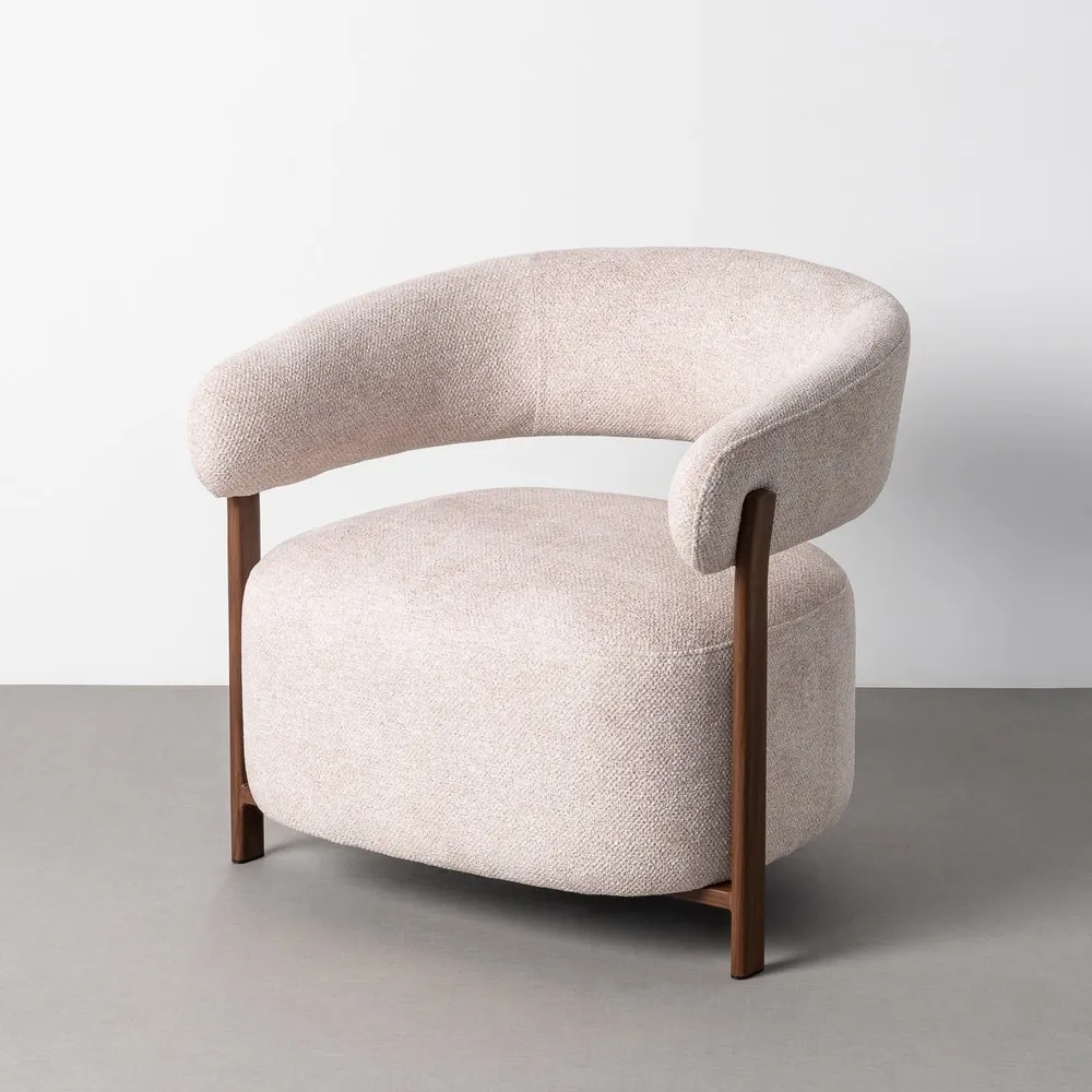 Poltrona imbottita crema moderna in tessuto e ferro 77 x 71,5 x 70 cm - immagine 13