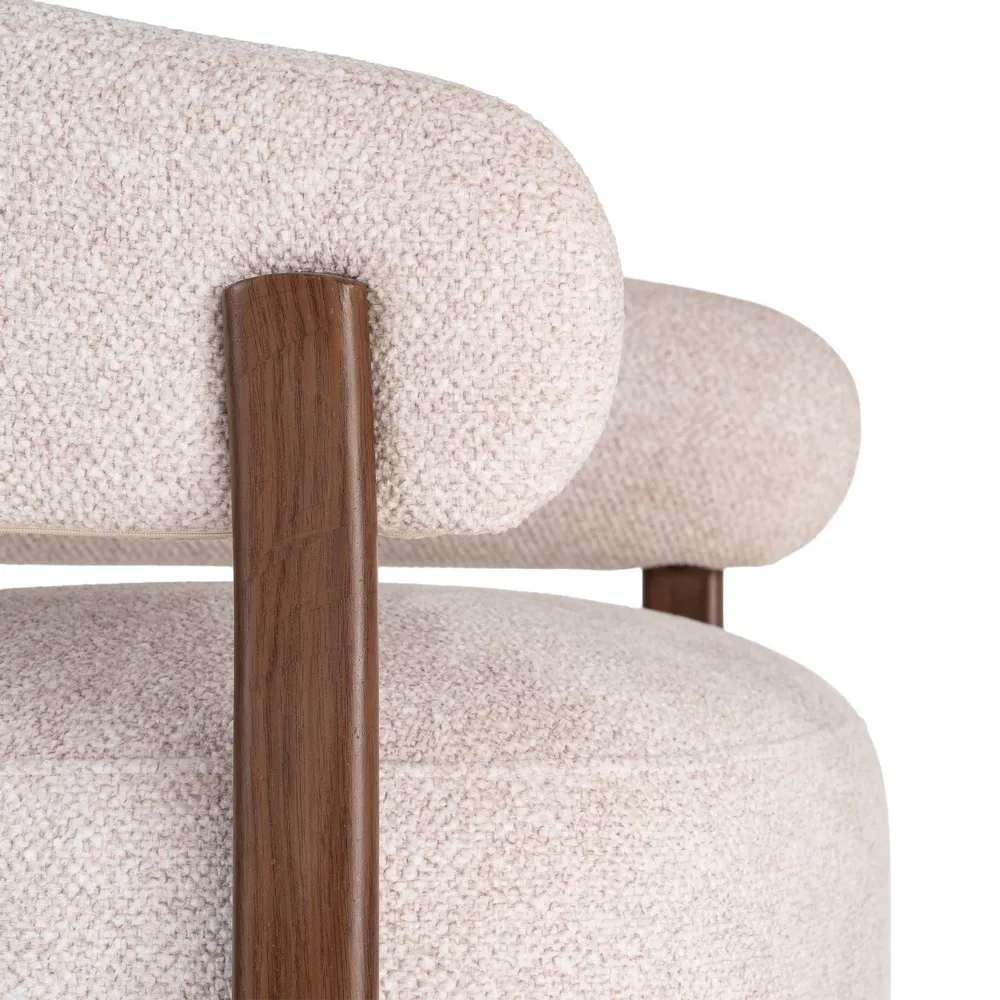 Poltrona imbottita crema moderna in tessuto e ferro 77 x 71,5 x 70 cm - immagine 2