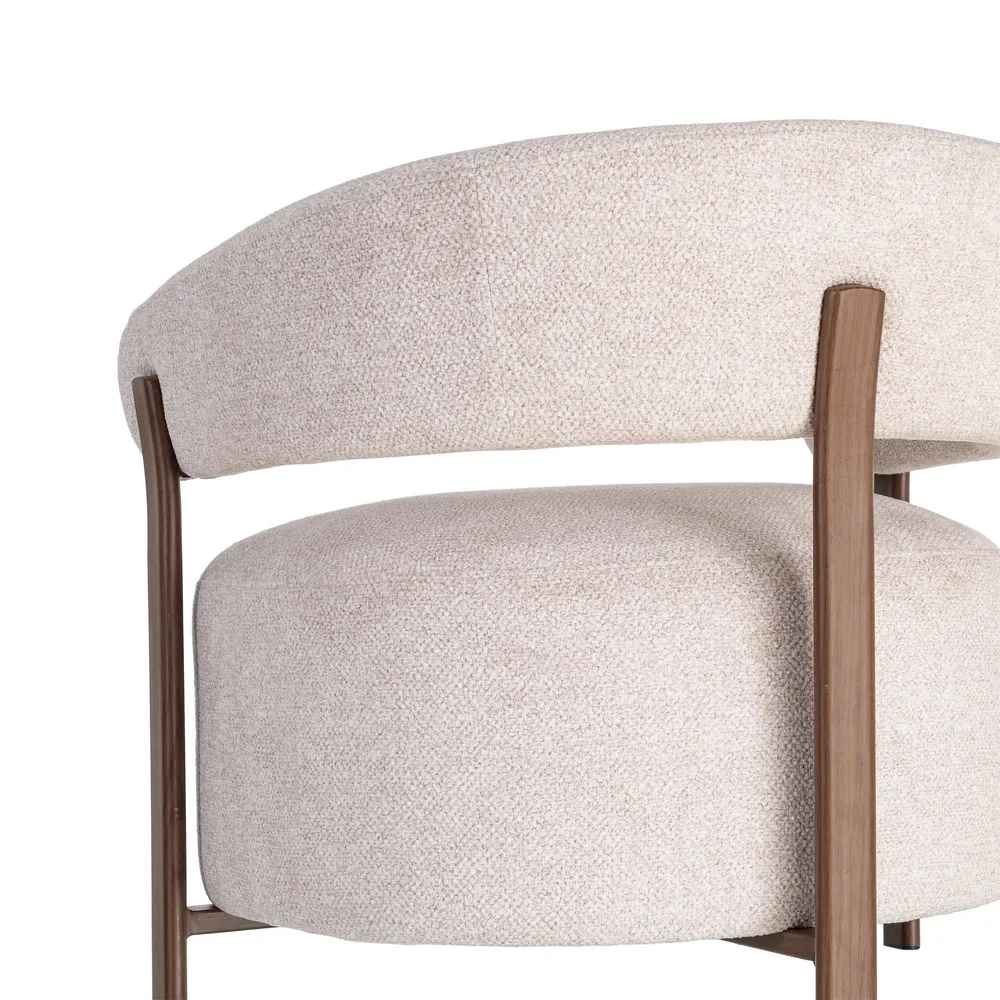 Poltrona imbottita crema moderna in tessuto e ferro 77 x 71,5 x 70 cm - immagine 4