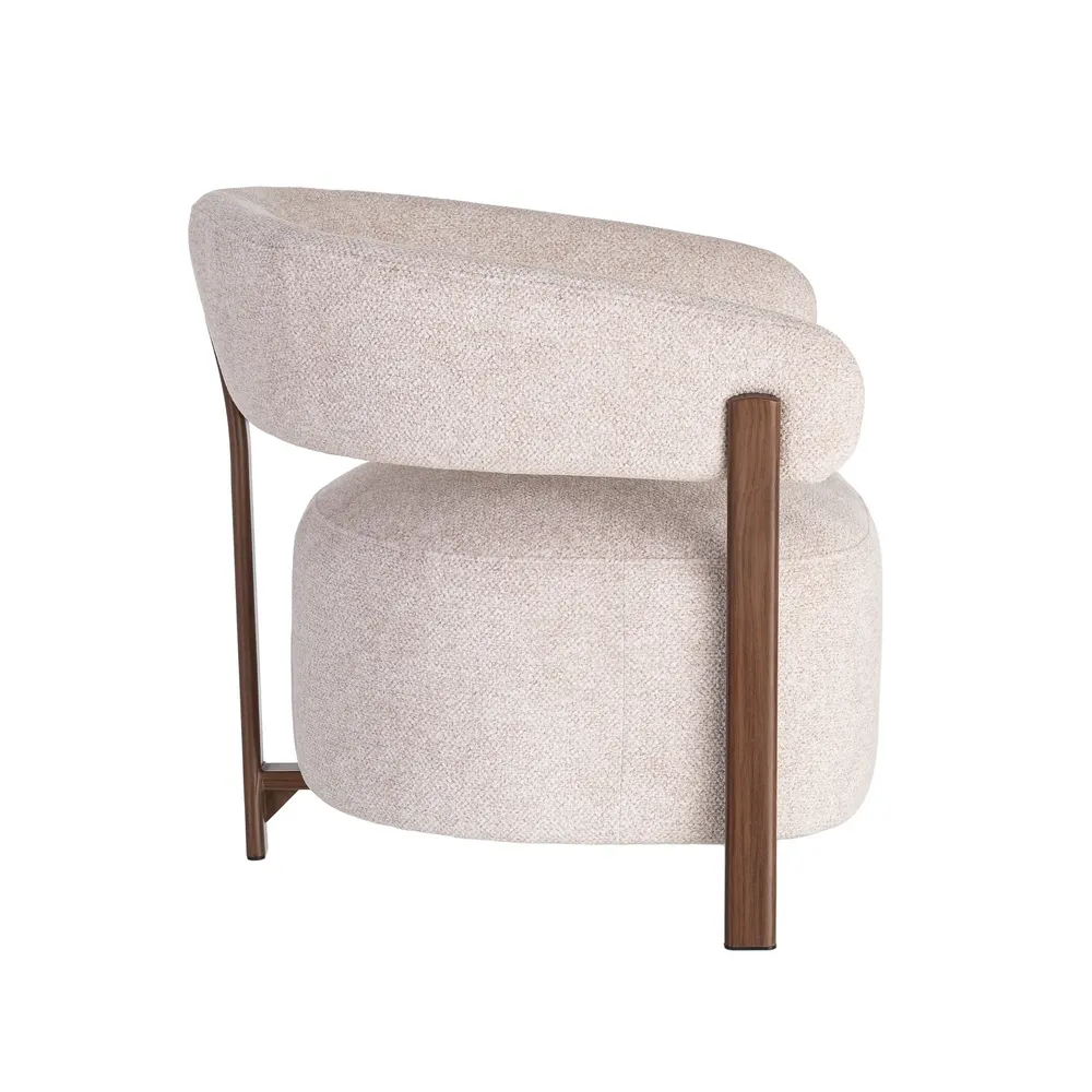Poltrona imbottita crema moderna in tessuto e ferro 77 x 71,5 x 70 cm - immagine 5