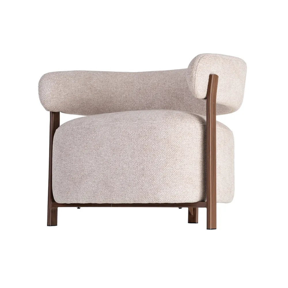 Poltrona imbottita crema moderna in tessuto e ferro 77 x 71,5 x 70 cm - immagine 7
