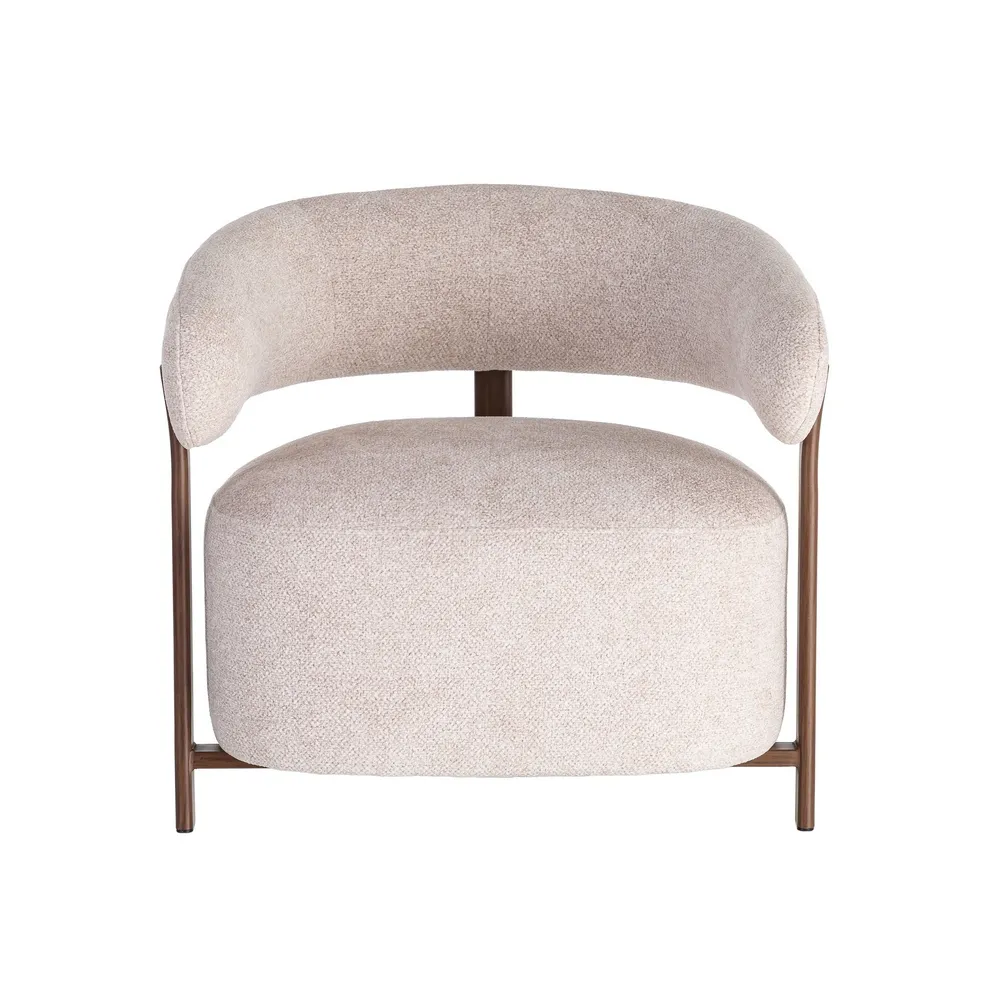 Poltrona imbottita crema moderna in tessuto e ferro 77 x 71,5 x 70 cm - immagine 8
