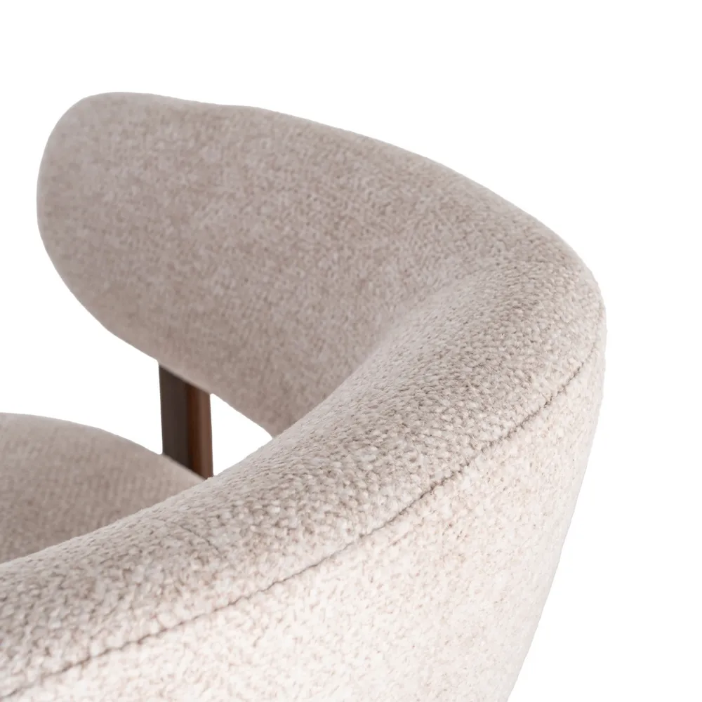 Poltrona imbottita crema moderna in tessuto e ferro 77 x 71,5 x 70 cm - immagine 9