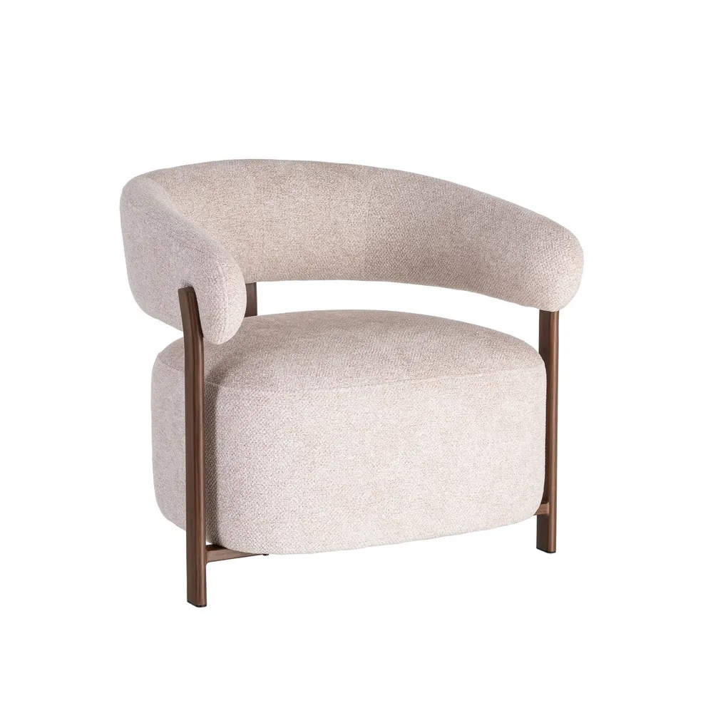 Poltrona imbottita crema moderna in tessuto e ferro 77 x 71,5 x 70 cm - immagine 12
