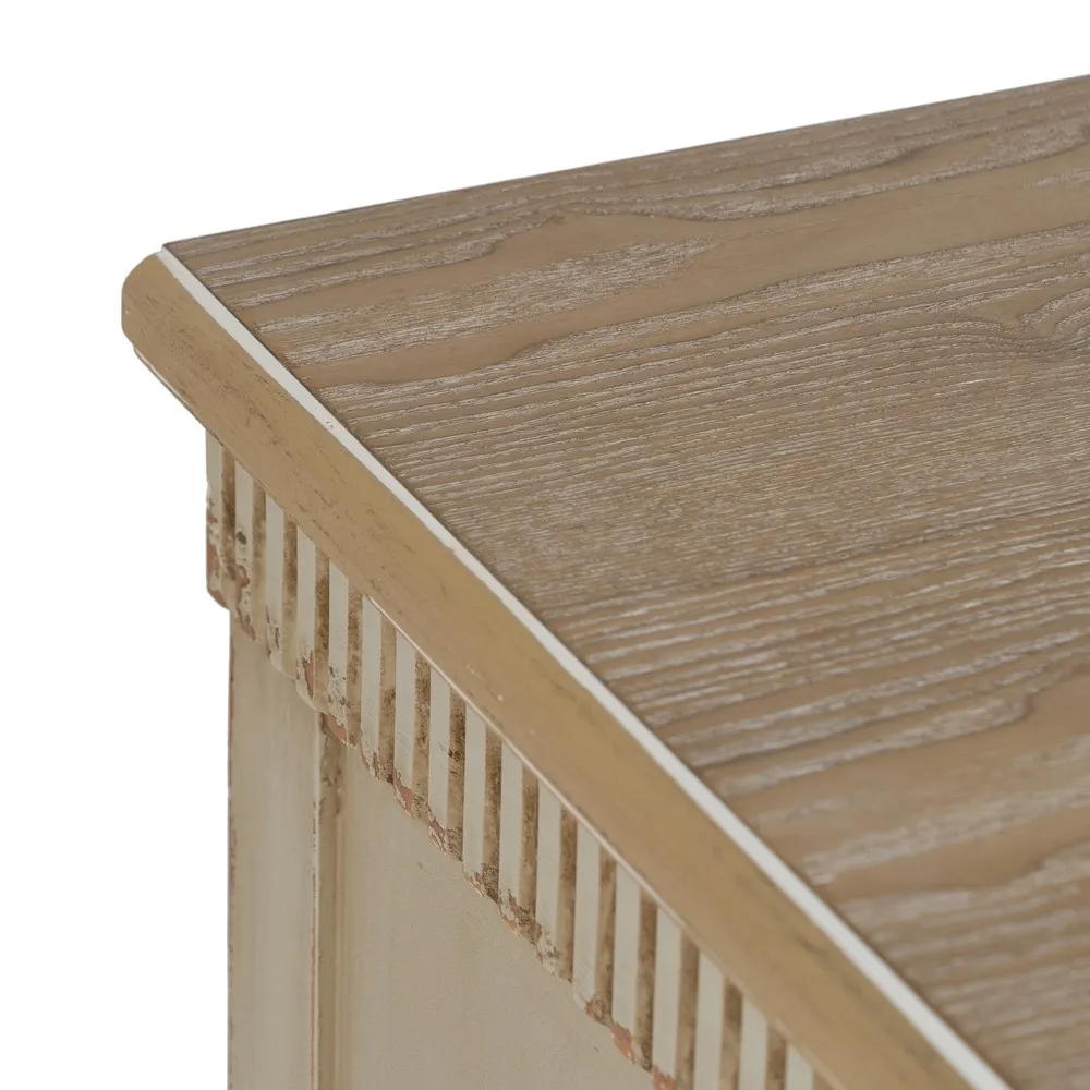 Cassettiera in legno di abete naturale / crema 119,5 x 44,5 x 84 cm - immagine 5
