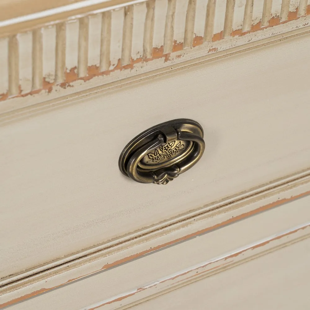 Cassettiera in legno di abete naturale / crema 119,5 x 44,5 x 84 cm - immagine 6