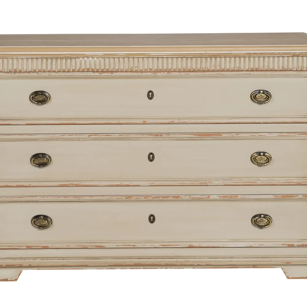 Cassettiera in legno di abete naturale / crema 119,5 x 44,5 x 84 cm - immagine 7