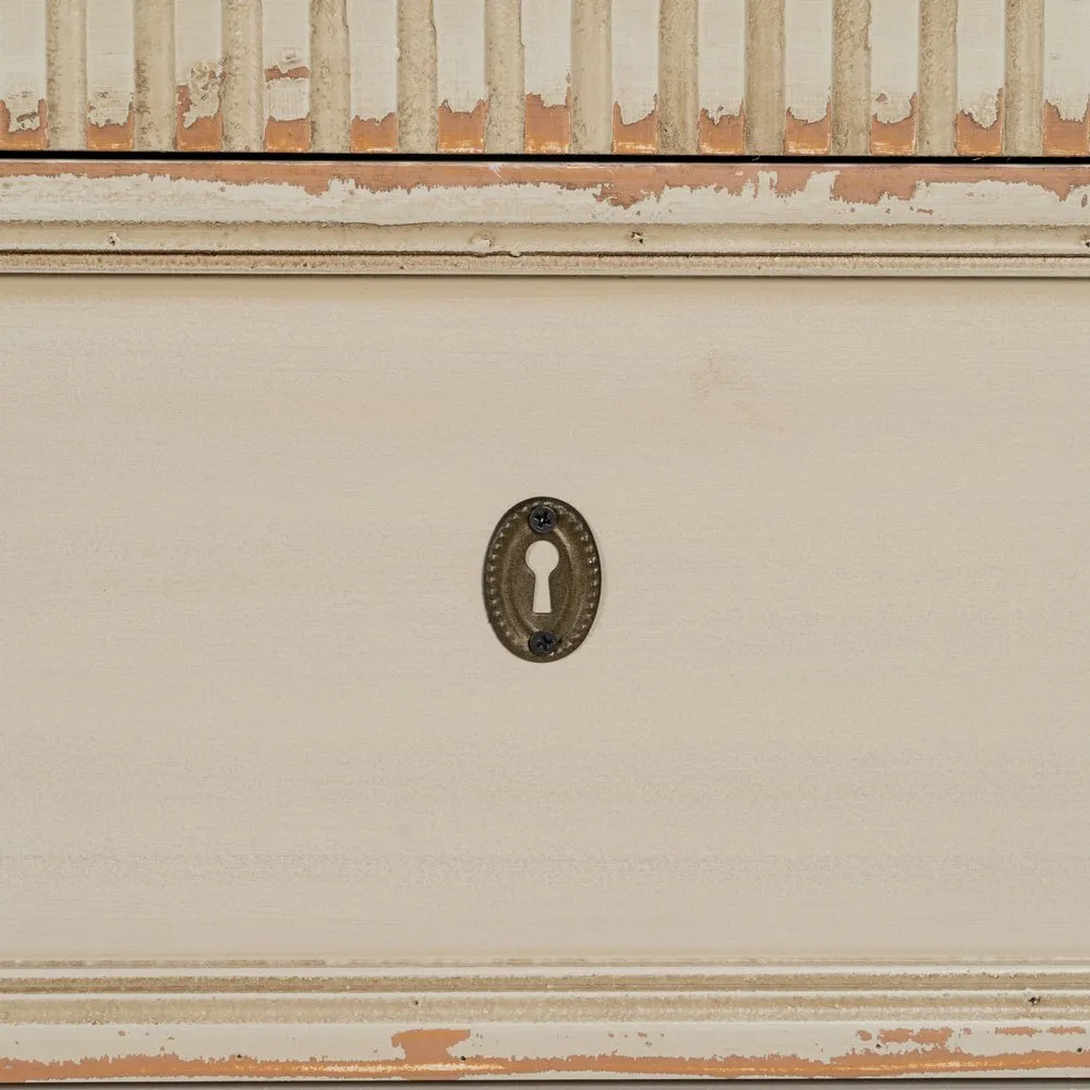 Cassettiera in legno di abete naturale / crema 119,5 x 44,5 x 84 cm - immagine 9