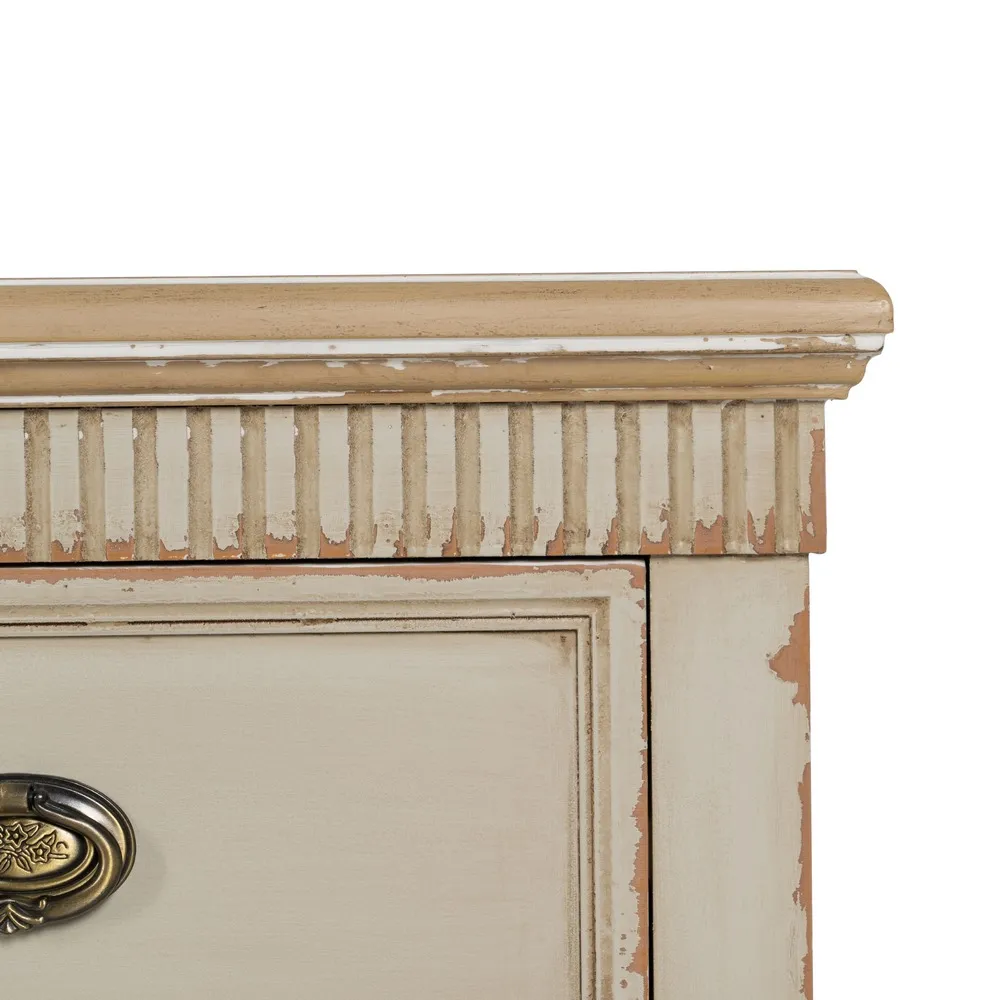 Cassettiera in legno di abete naturale / crema 119,5 x 44,5 x 84 cm - immagine 10