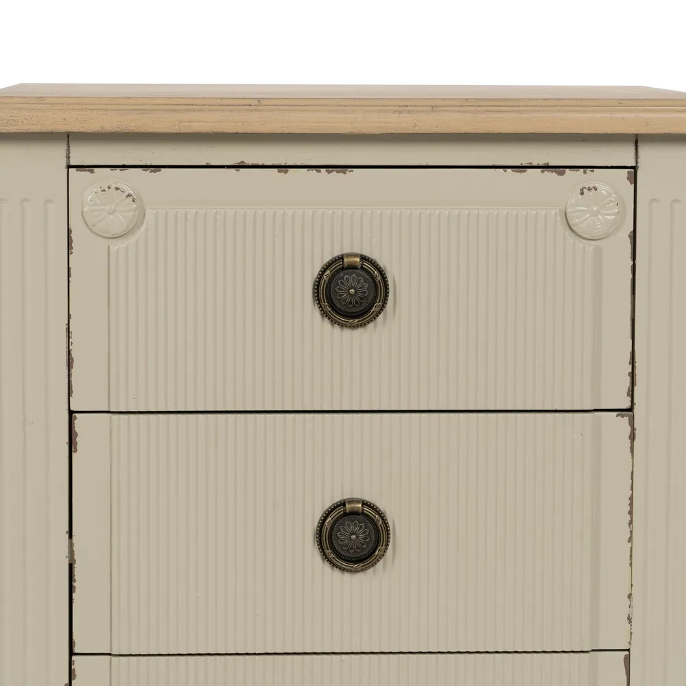 Comodino 3 cassetti crema in legno camera da letto 48 x 36 x 61 cm - immagine 7