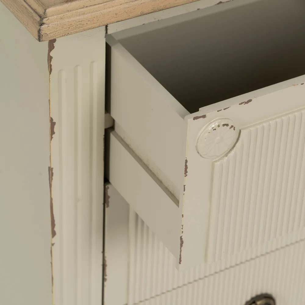 Comodino 3 cassetti crema in legno camera da letto 48 x 36 x 61 cm - immagine 8