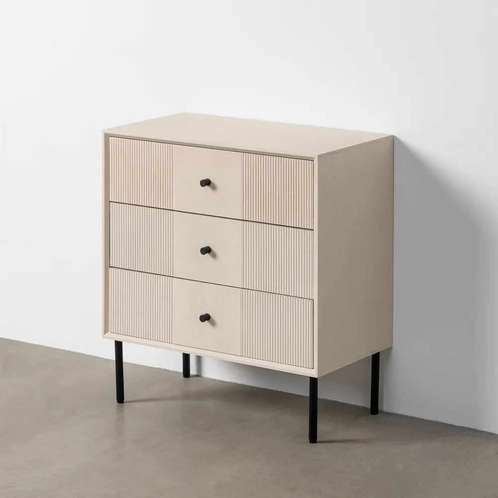 Comodino crema in legno camera da letto 61 x 33 x 66 cm - immagine 2