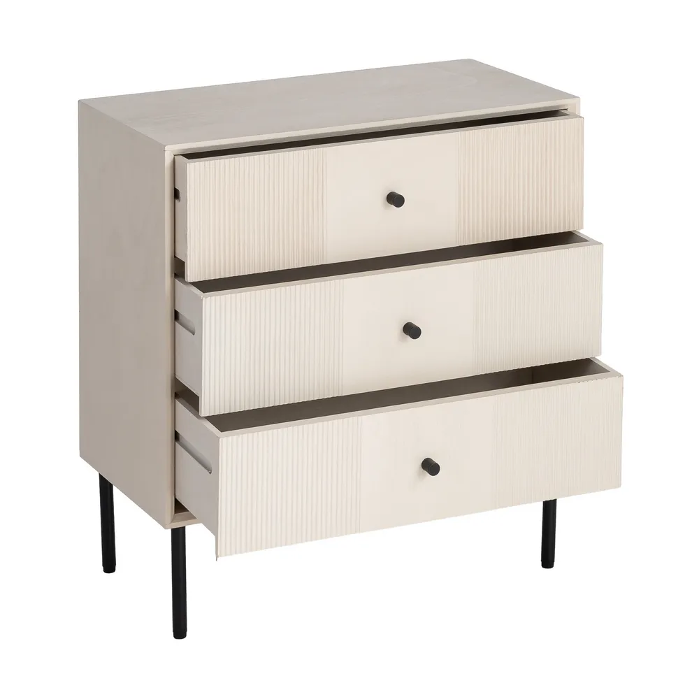 Comodino crema in legno camera da letto 61 x 33 x 66 cm - immagine 4