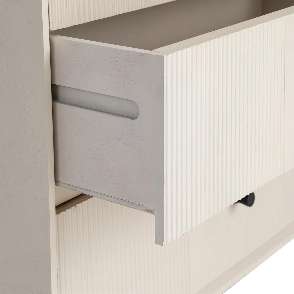 Comodino crema in legno camera da letto 61 x 33 x 66 cm - immagine 7