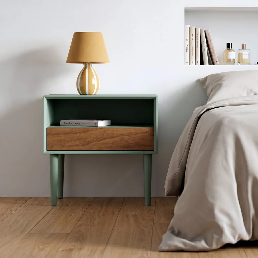 Comodino verde in legno camera da letto 50 x 35 x 50 cm
