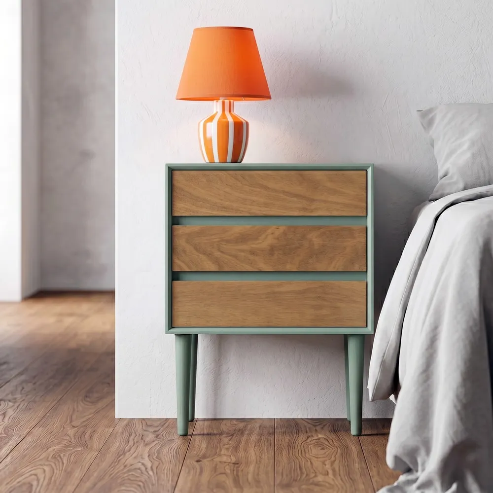 Comodino camera da letto verde in legno  50 x 35 x 62,50 cm