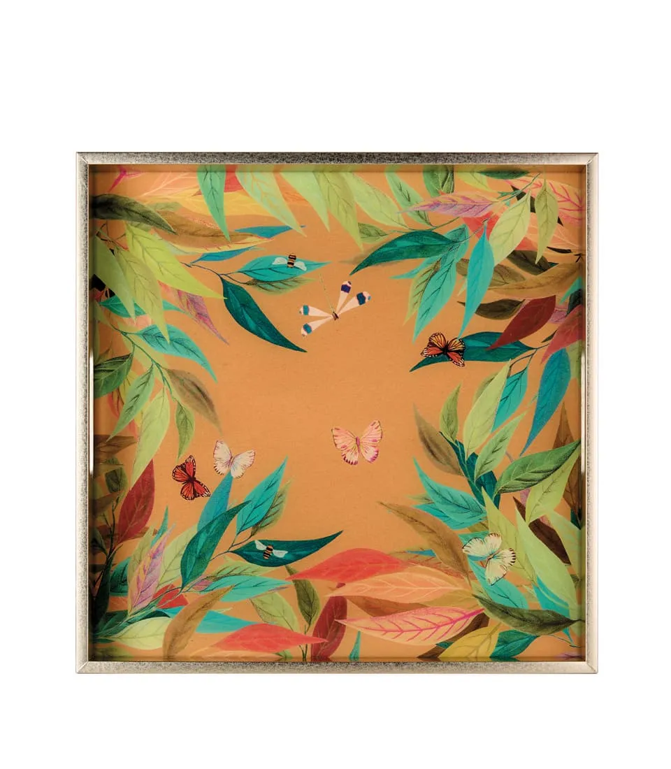 L'Oca Nera - Vassoio Solaris foglie e farfalle quadrato 37x37 cm - immagine 2