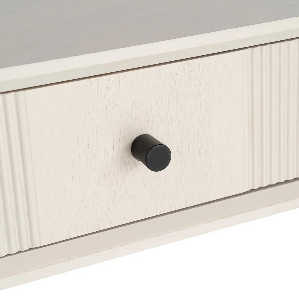 Consolle crema per ingresso in legno e ferro - 90 x 35 x 75 cm - immagine 7
