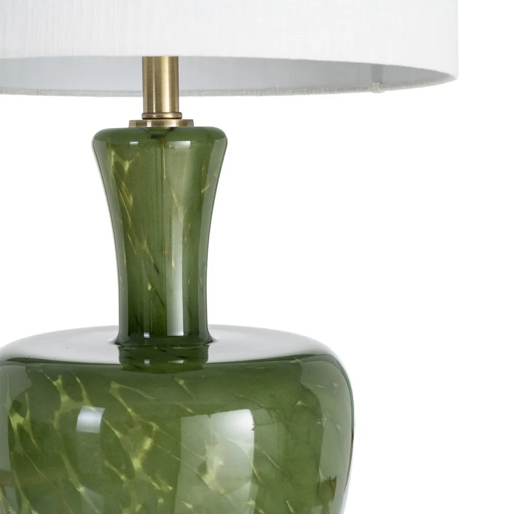 Lampada Fiordaliso in cristallo e metallo con paralume in lino 39 x 39 x 69 cm - immagine 2