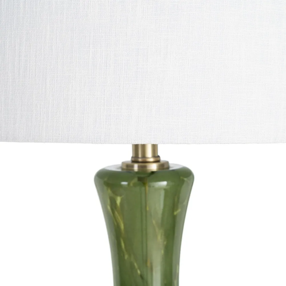 Lampada Fiordaliso in cristallo e metallo con paralume in lino 39 x 39 x 69 cm - immagine 5
