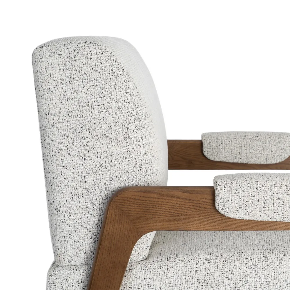 Poltrona Venere marmorizzato beige in legno e tessuto - 70 x 84 x 80 cm - immagine 2