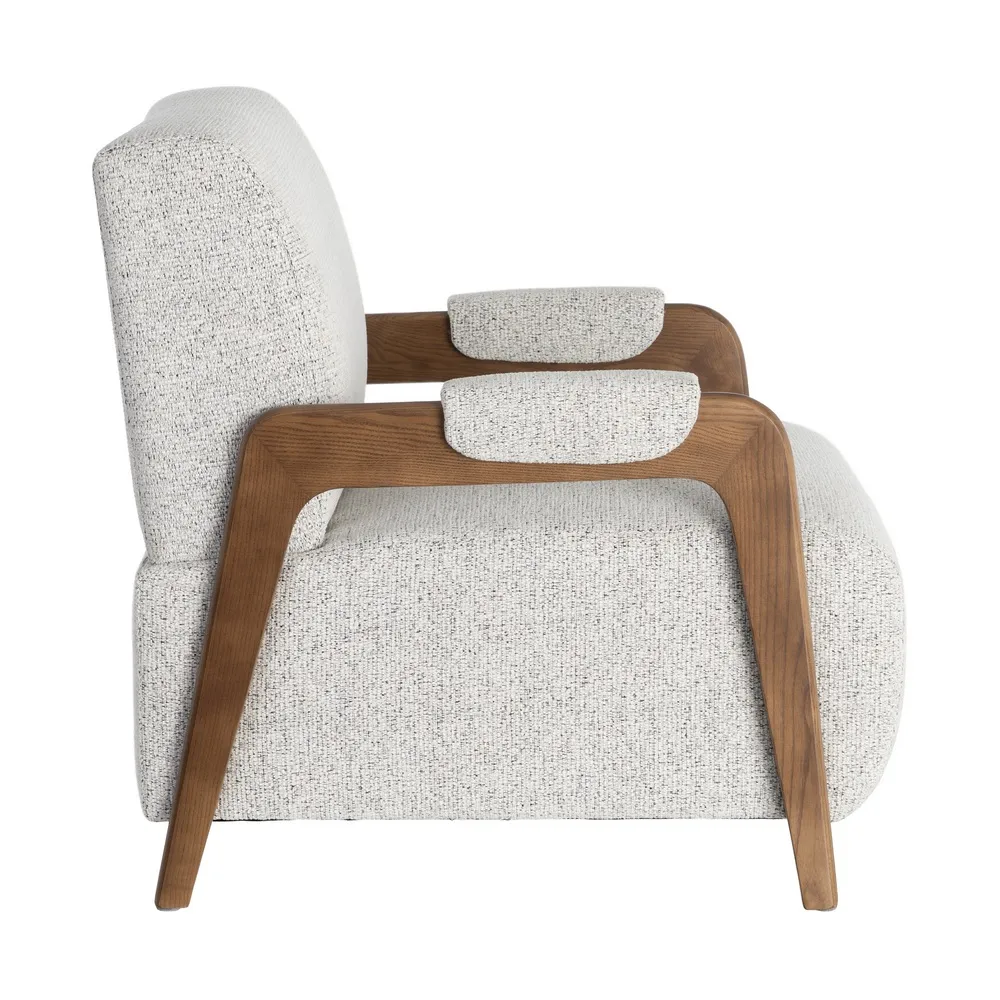 Poltrona Venere marmorizzato beige in legno e tessuto - 70 x 84 x 80 cm - immagine 4