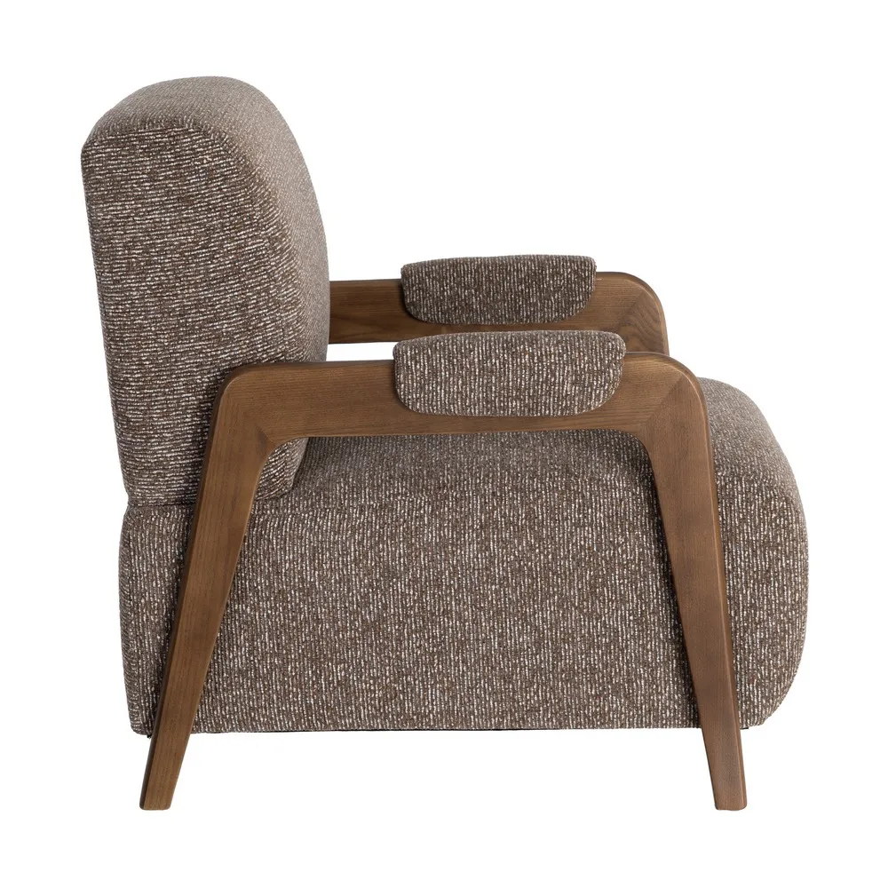 Poltrona Venere marmorizzato marrone in legno e tessuto - 70 x 84 x 80 cm - immagine 4