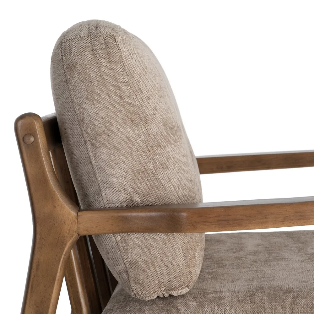 Poltrona Sophia marrone in legno di caucciù e tessuto - 69 x 84 x 81 cm - immagine 2