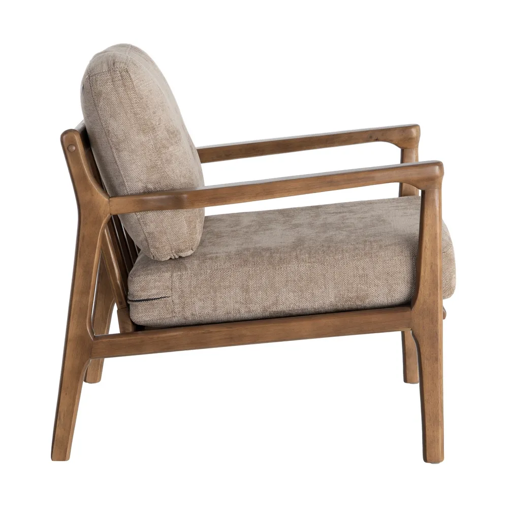 Poltrona Sophia marrone in legno di caucciù e tessuto - 69 x 84 x 81 cm - immagine 4