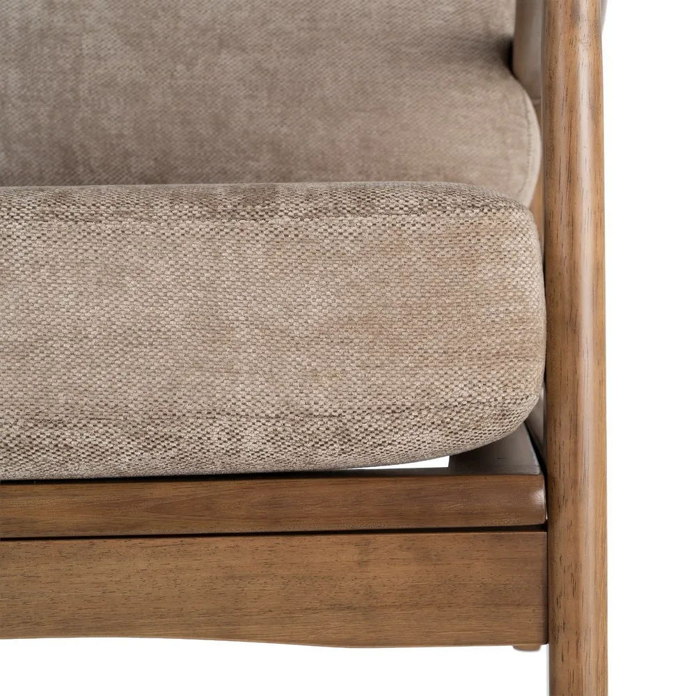 Poltrona Sophia marrone in legno di caucciù e tessuto - 69 x 84 x 81 cm - immagine 5