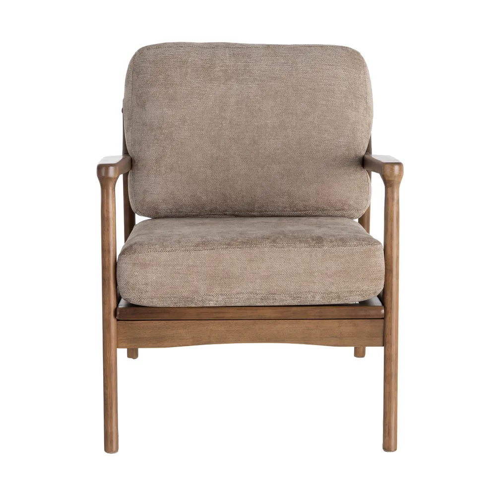 Poltrona Sophia marrone in legno di caucciù e tessuto - 69 x 84 x 81 cm - immagine 6