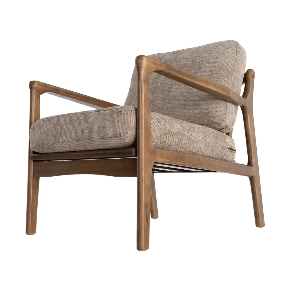 Poltrona Sophia marrone in legno di caucciù e tessuto - 69 x 84 x 81 cm - immagine 8