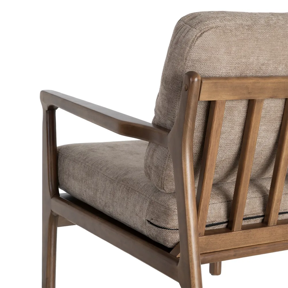 Poltrona Sophia marrone in legno di caucciù e tessuto - 69 x 84 x 81 cm - immagine 9