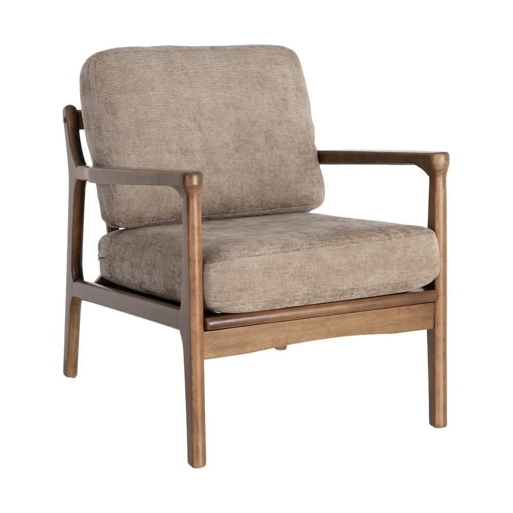 Poltrona Sophia marrone in legno di caucciù e tessuto - 69 x 84 x 81 cm - immagine 10