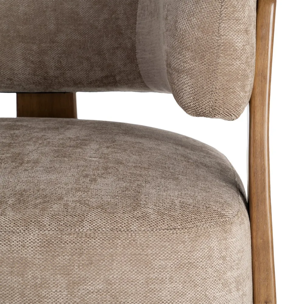 Poltrona Singapore marrone in legno di caucciù e tessuto - 73 x 76,50 x 69 cm - immagine 6