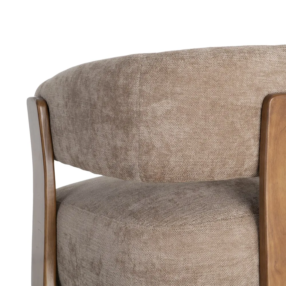 Poltrona Singapore marrone in legno di caucciù e tessuto - 73 x 76,50 x 69 cm - immagine 10