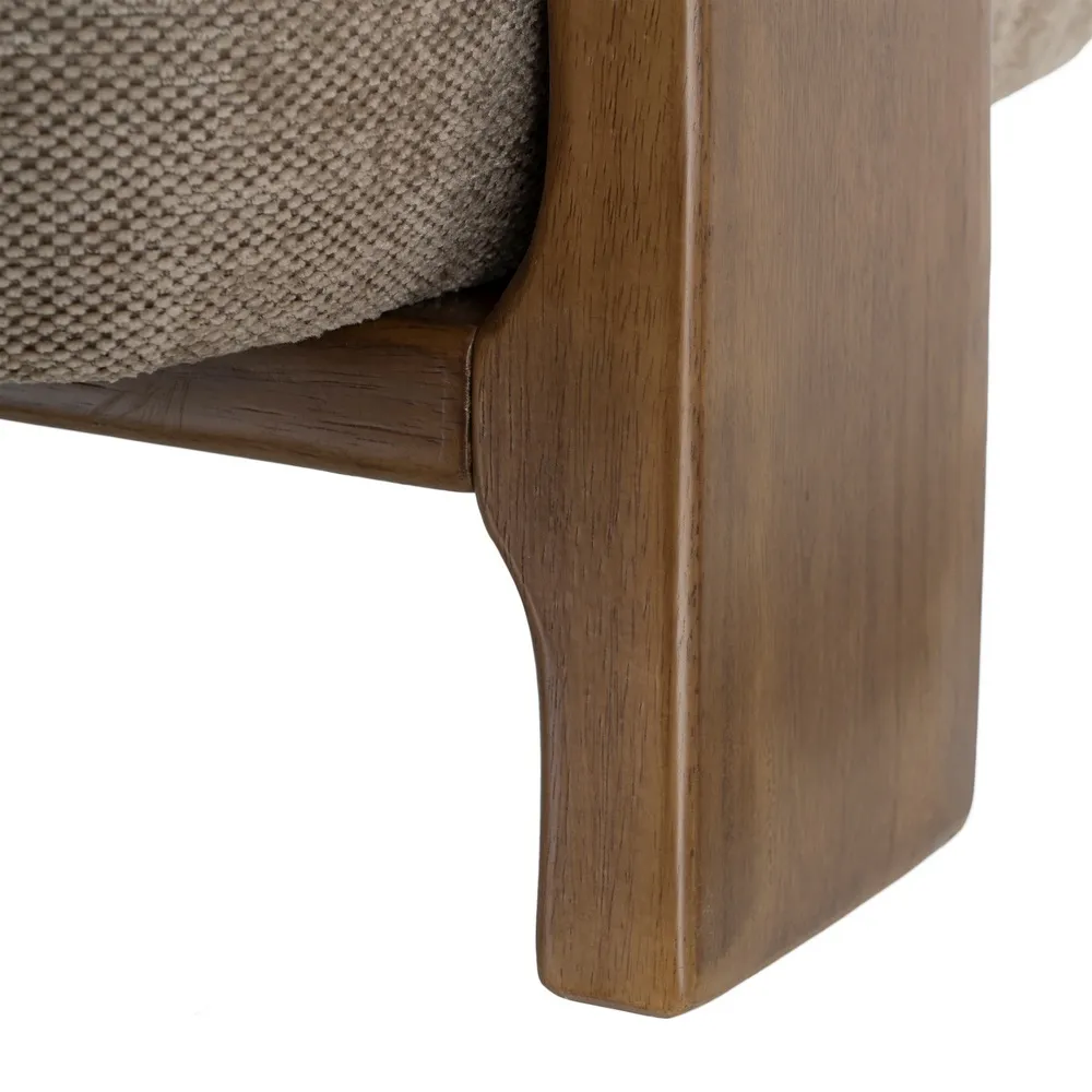 Poltrona Singapore marrone in legno di caucciù e tessuto - 73 x 76,50 x 69 cm - immagine 11