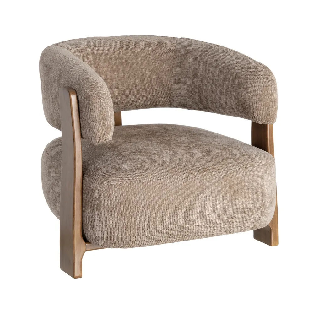 Poltrona Singapore marrone in legno di caucciù e tessuto - 73 x 76,50 x 69 cm - immagine 12