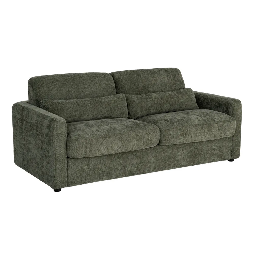 Divano letto verde da soggiorno in metallo e legno di pino 194 x 104 x 88 cm - immagine 4