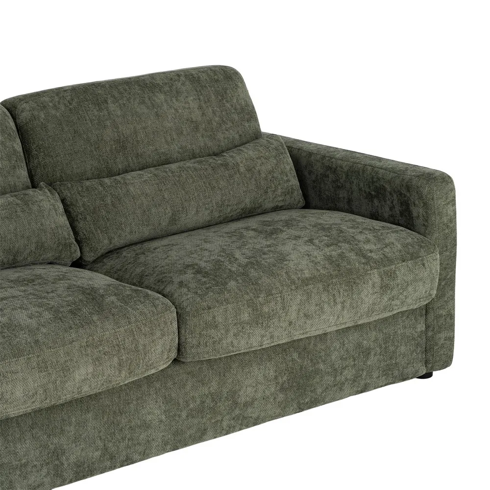 Divano letto verde da soggiorno in metallo e legno di pino 194 x 104 x 88 cm - immagine 5