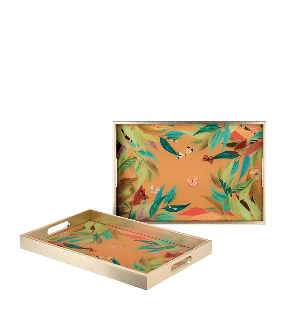 L'Oca Nera - Vassoio rettangolare foglie e farfalle 45 x 30 cm - immagine 3